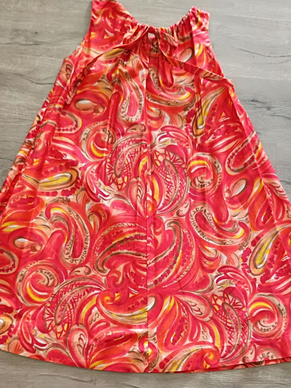 Trapeeze Dress VTG Vivid Paisley Cool Cotton Custom Swing Pockets Sz L/XL
